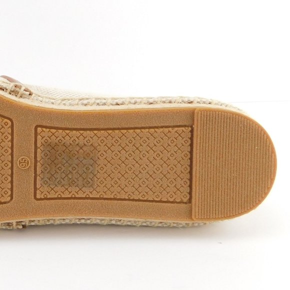 New TORY BURCH Natural Beige Tan Canvas Logo Slip-on Flat Espadrilles 9.5 - Picture 7 of 7